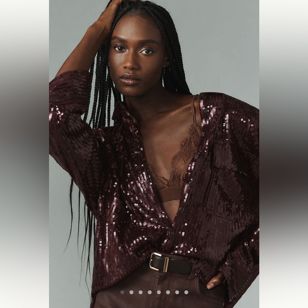 Anthropologie Pilcro Sequin Buttondown Shirt XS